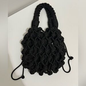 Zara Black Knotted Rope Handbag Womens